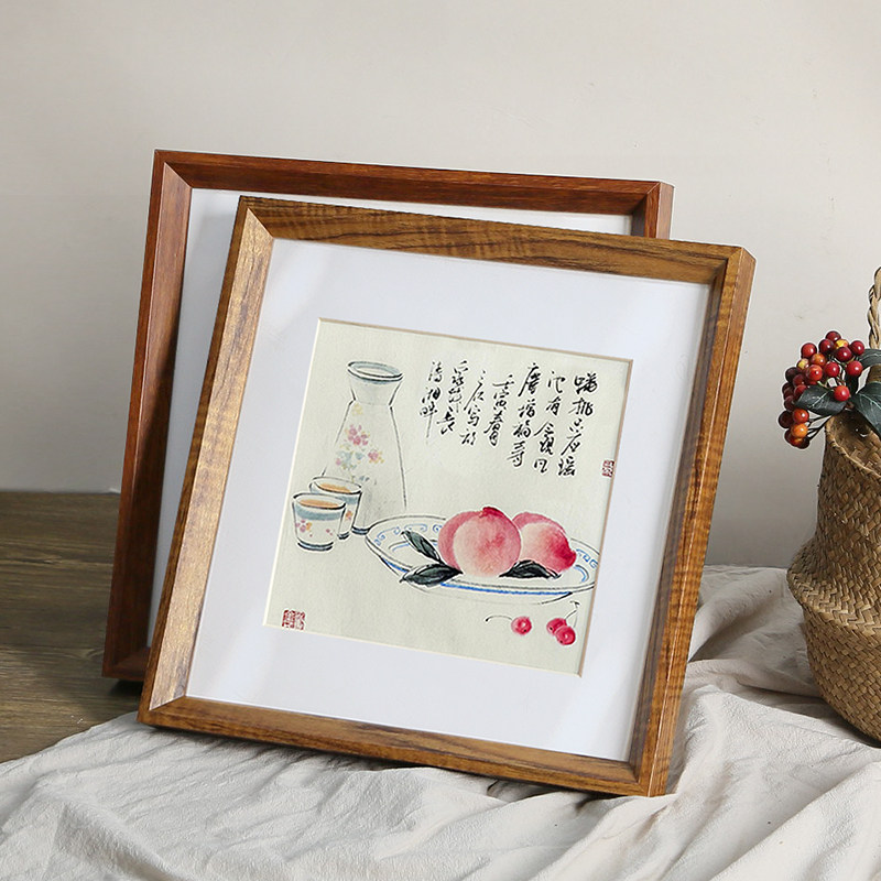 实木画框装裱正方形相框挂墙国画框十字绣裱框钻石画50cm33定制38