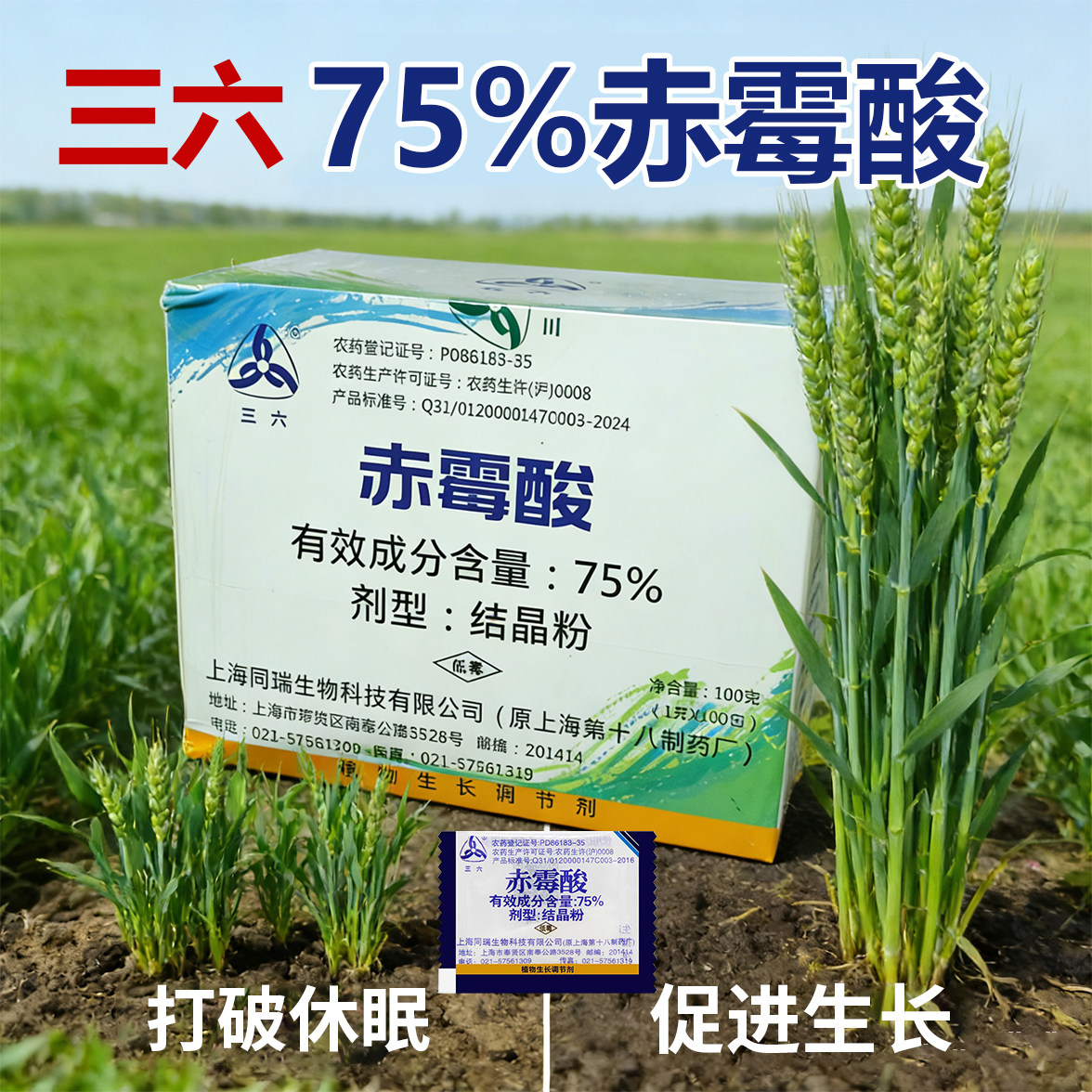 上海同瑞三六75% 结晶粉赤霉酸赤霉素920植物生长调节剂1g正品