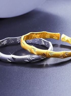 节节高升手镯女竹节磨砂手环简约个性实心竹子手镯