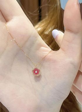 小桃花项链女粉红温柔仙气ins小众设计气质高级感甜美锁骨链