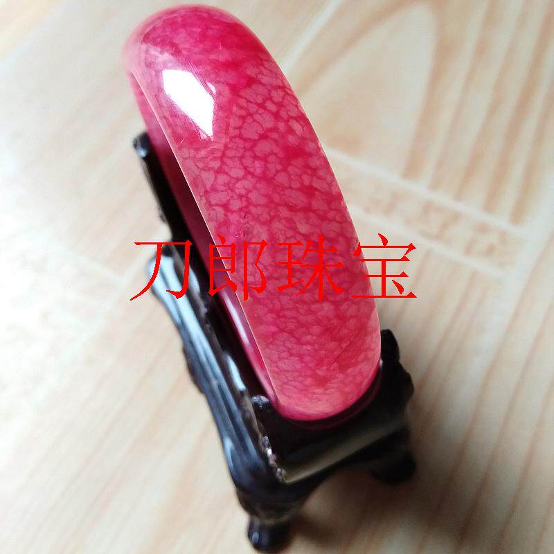 老矿鸡血石贵妃玉手镯本命年女款高端全红凤血丝玉大红色岫玉镯子