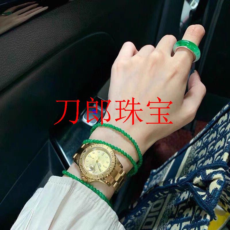 缅甸翡翠色满绿少女迷你小圆珠手链细款平安珠中国风单圈时尚手串
