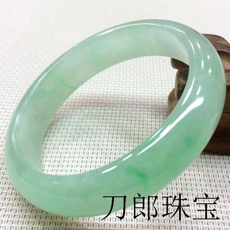 精选老坑玉石缅甸玉镯老坑油青冰糯种宽版大圈翡翠手镯手环送礼品