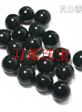 黑青玉圆珠散珠子单颗手串新中式