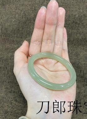 新疆和田玉色晴水手镯青白玉女款冰种青海料美人细圆条年轻款送礼