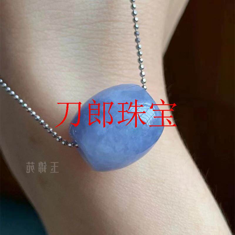 缅甸紫罗兰翡翠色玉石路路通挂件少女款饰品满紫锁骨链玉坠送朋友