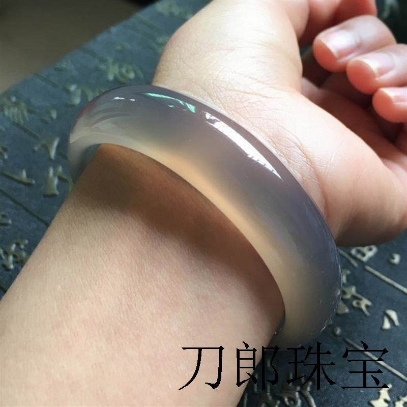 高端精品玉手镯冰种巴西烟灰玉髓玉镯子女少女玛瑙旺夫年轻圆条款