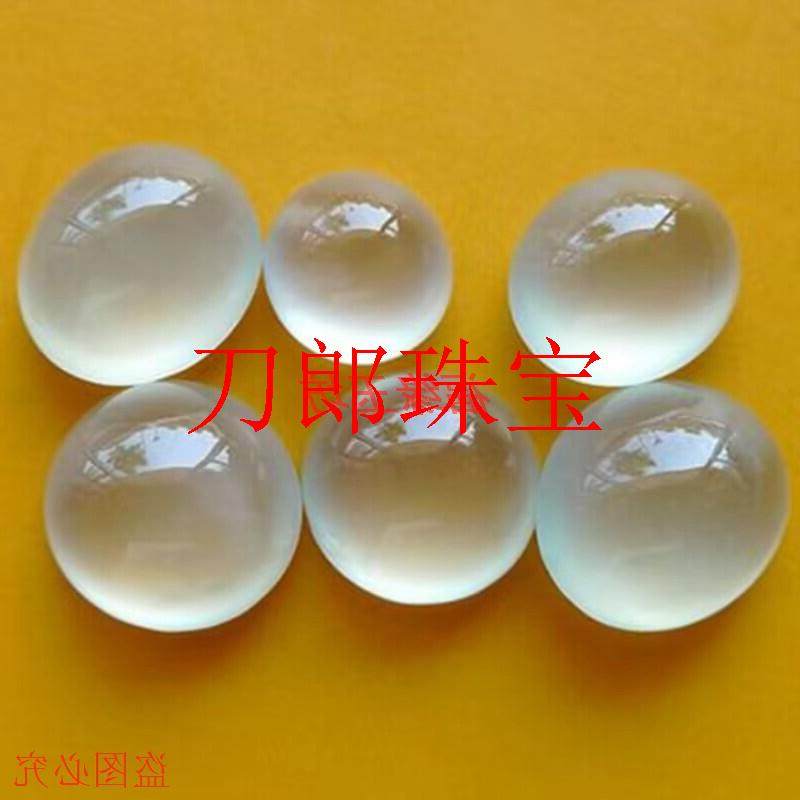 冰种翡翠色戒面晴水冰透饱满蛋面玉石裸石戒指白月光镶嵌饰品白搭