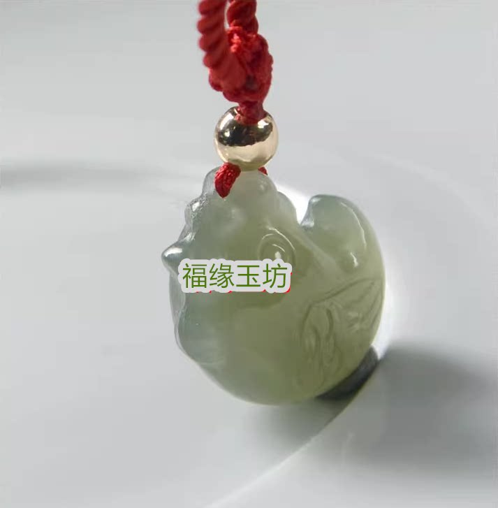 新疆和田玉山料十二生肖鸡小吊坠手链随身本命年挂件手机坠风水石