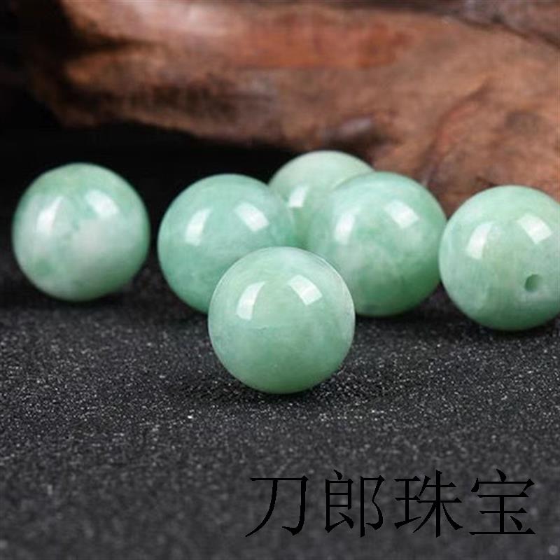 缅甸豆种翡翠色散珠圆珠子豆绿色