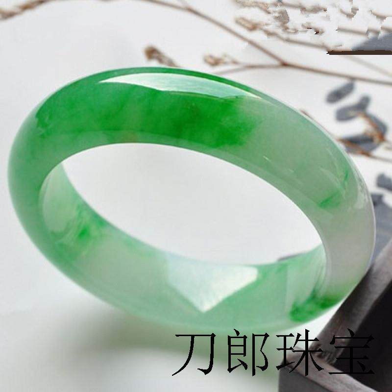 缅甸老坑玉器翡翠手镯女冰糯种正阳绿飘花翡翠玉镯子女款玉手镯