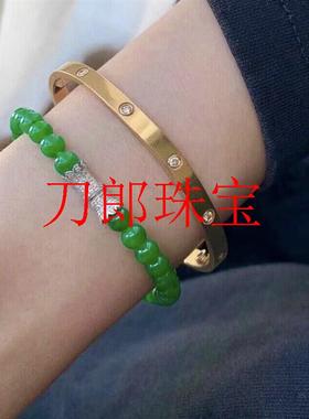 危地马拉阳绿色翡翠色玉手串原创设计中式国风冰糯种手链百搭新款
