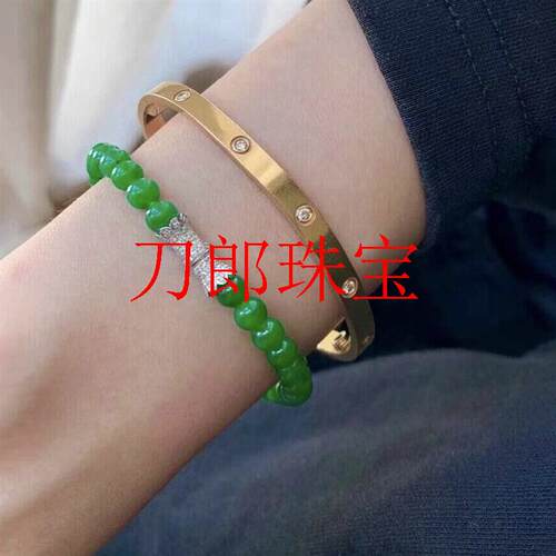危地马拉阳绿色翡翠色玉手串原创设计中式国风冰糯种手链百搭新款