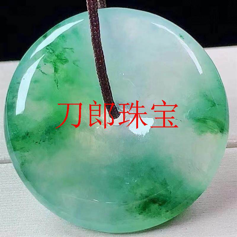 缅甸老坑翡翠色冰种转运平安扣挂件飘花阳绿玉坠子新中式国风挂饰