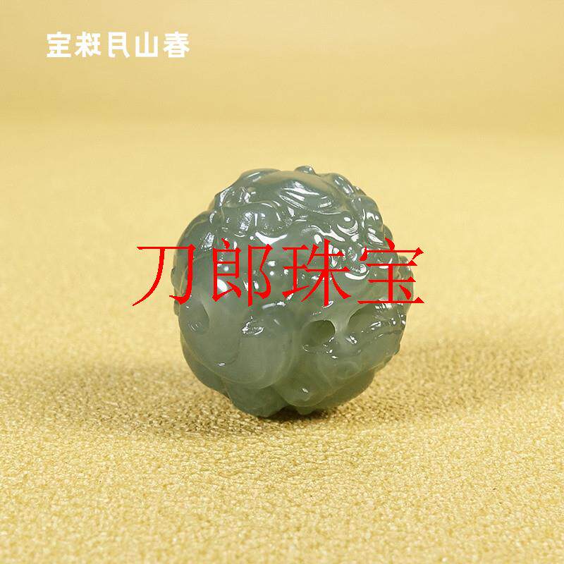 和田玉霸王貔貅晴水吊坠散珠单珠和田玉青白玉文玩手串珠链配隔珠
