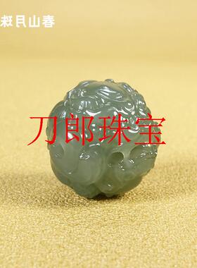 和田玉霸王貔貅晴水吊坠散珠单珠和田玉青白玉文玩手串珠链配隔珠