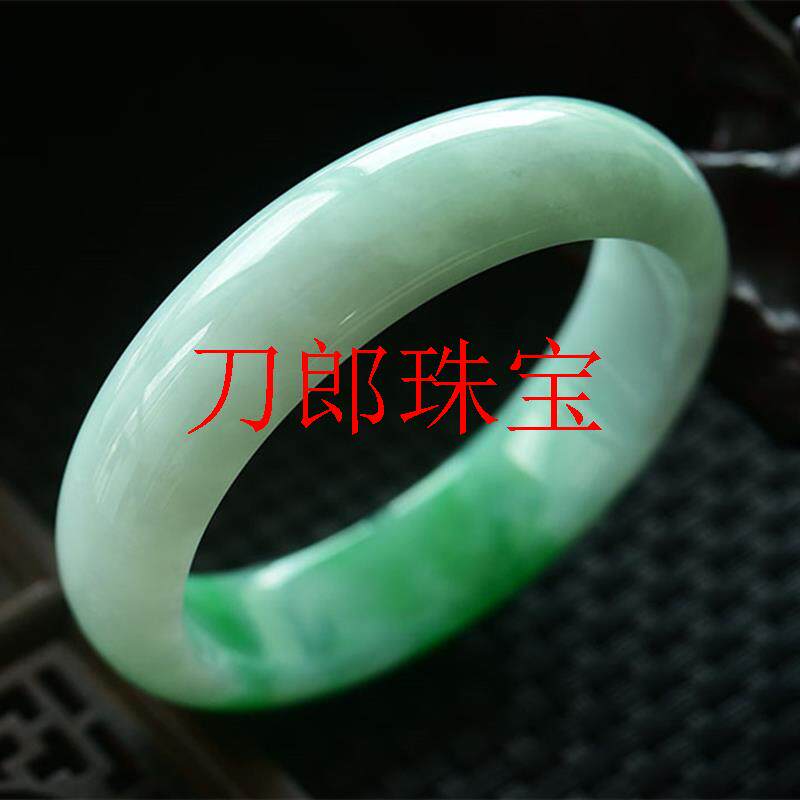 精选高品质缅甸老坑翡翠色手镯冰糯种阳绿飘花玉镯浅绿古风旺夫镯