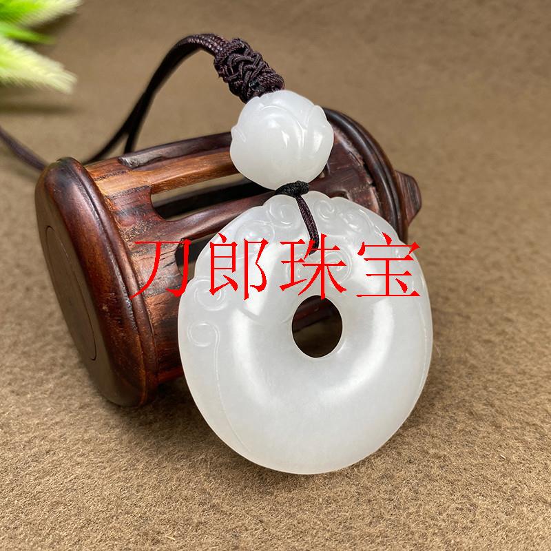 和田玉白玉籽料平安扣吊坠男女款圆形纳财莲花貔貅玉牌挂件玉石器