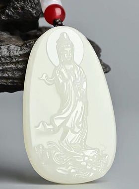 和田玉白玉菩萨玉佛男女款乘龙观音弥勒佛玉石吊坠珠链平安符玉佩