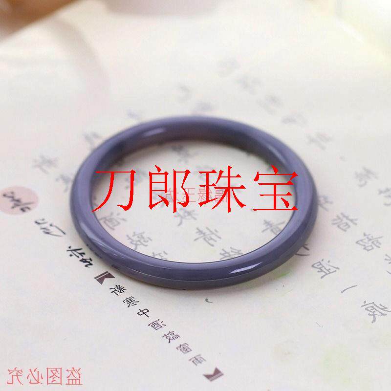 精品青海料和田玉烟紫手镯一步一响紫罗兰色女款送礼叮当圆条手镯