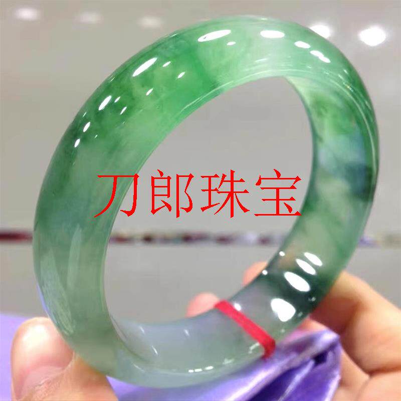 缅甸翡翠色手镯冰种复古绿飘绿正圈贵妃镯通透水润飘兰花玉石手镯