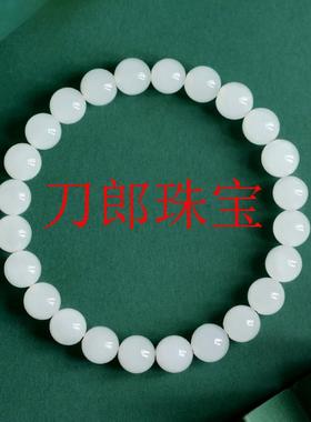 和田玉手串手链水晶女款老矿新疆羊脂白玉女士玉石散珠老型珠手链