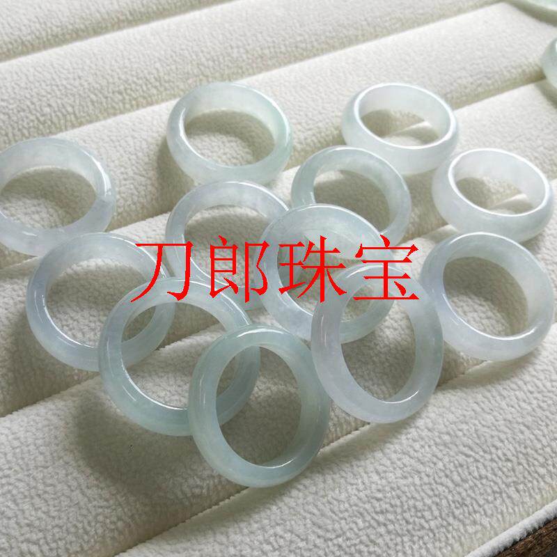 老矿翡翠色货玉戒指冰糯种雪花
