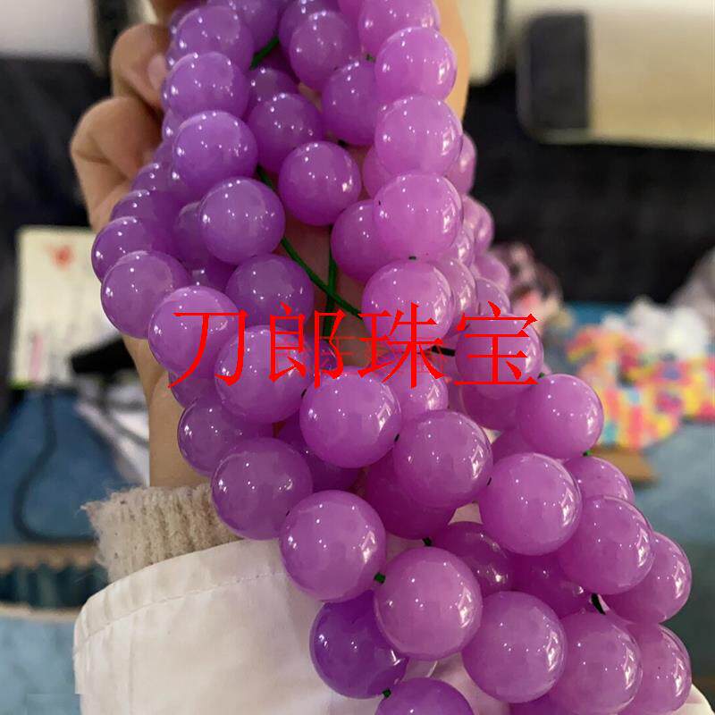 缅甸翡翠色紫罗兰满紫圆珠单圈项链毛衣链多圈手链情侣款手串送礼