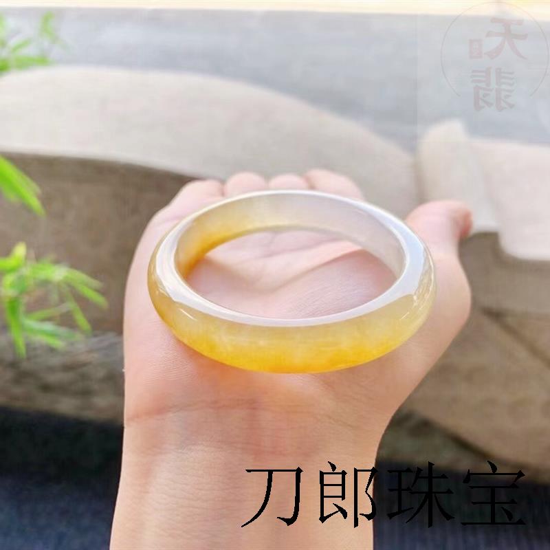 玉镯子精品黄翡手镯缅甸翡翠玉石冰糯种平安贵妃镯老坑翡翠鸡油黄