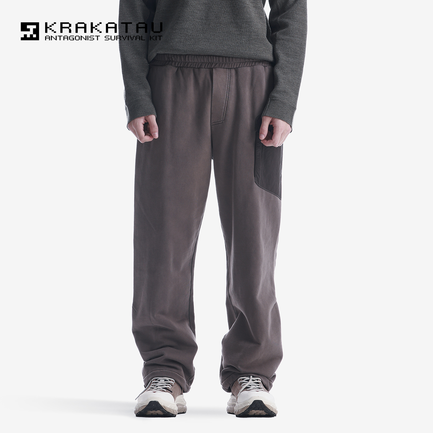 KRAKATAU针织长裤提花拼接