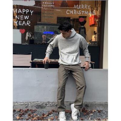 GTAL美式复古连帽卫衣花灰色340g重磅男女春季纯色宽松外套上衣