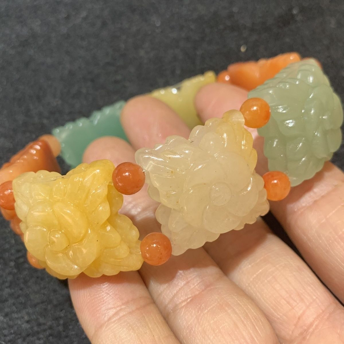 天然金丝玉新款手串真品莲花花开富贵玉石男女手串手链