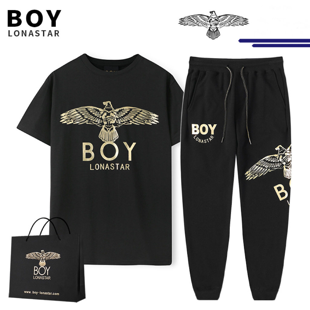 潮牌BOY 25春季经典老鹰休休闲运动套装
