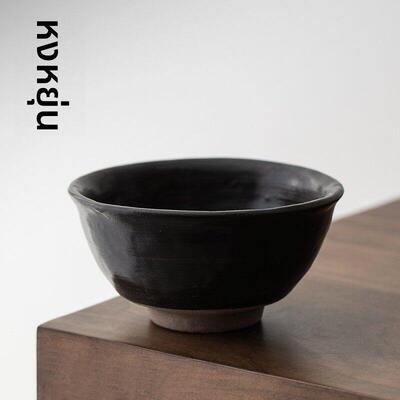 寒山居岩陶古风碗手工粗陶质朴餐碗中式面碗禅意茶点碗柴烧米饭碗