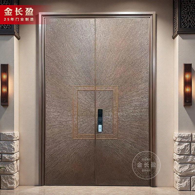 别墅甲级入户大门农村自建房庭院家用精雕铸铝门别墅双开防盗门