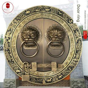 彷古纯铜大门全铜拉手门环中式木门锁别墅门把手兽头虎头麒麟拉环