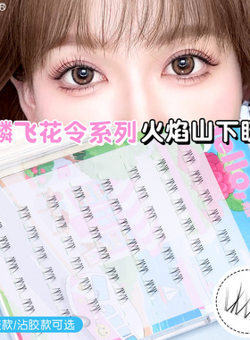 青麟【火焰山下睫毛】仿真单簇眼睫毛素人妆透明梗假睫毛自然
