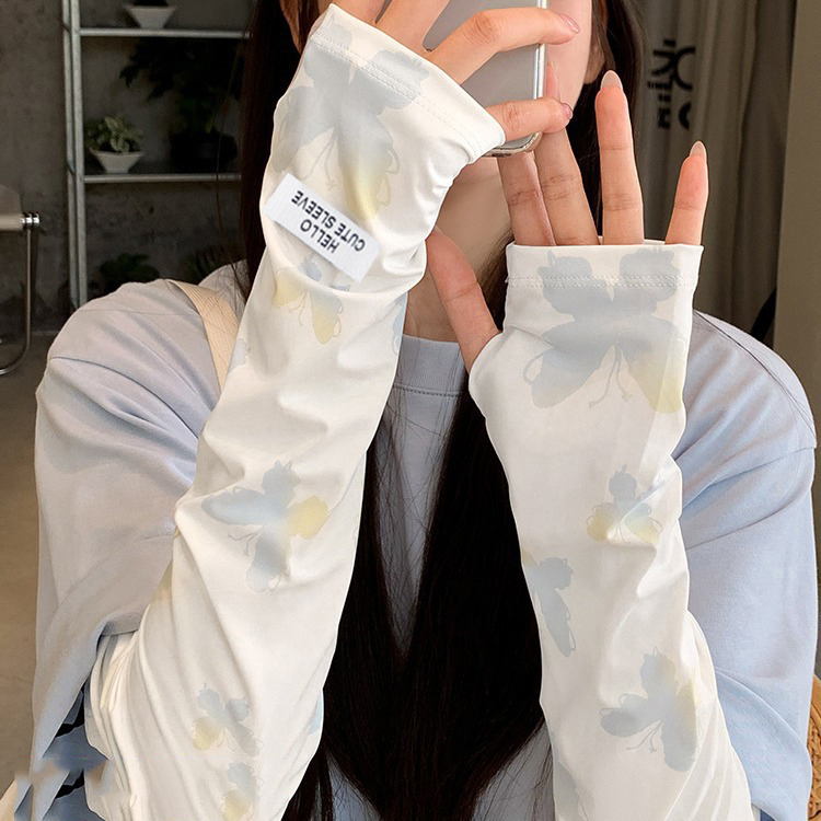 2025新款蝴蝶防西袖套韩版女生放紫外钱护臂冰丝手套遮阳冰袖骑行