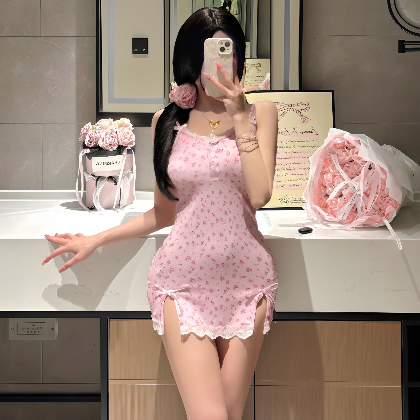 吊带清新碎花性感纯欲连衣裙睡裙