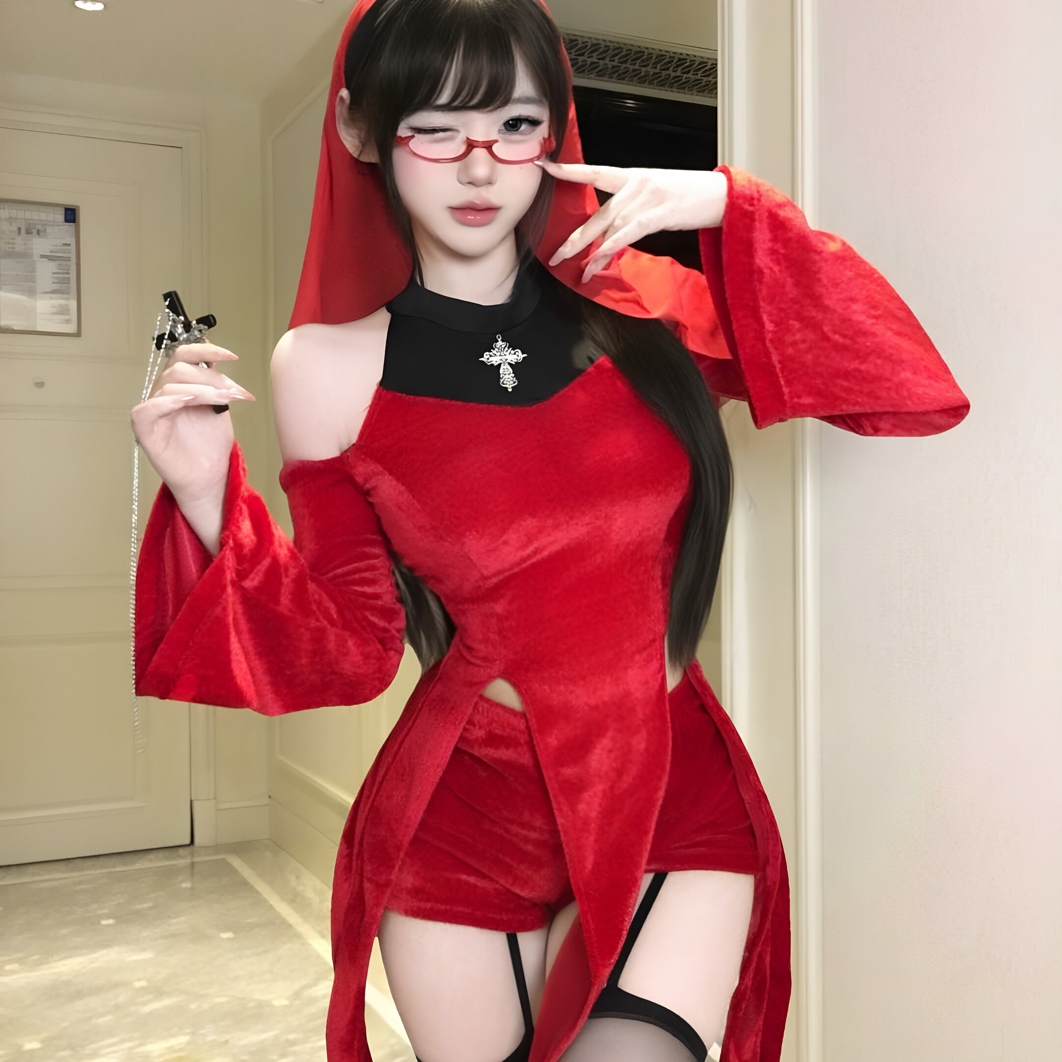 圣洁牧师纯欲修女cos万圣节变装