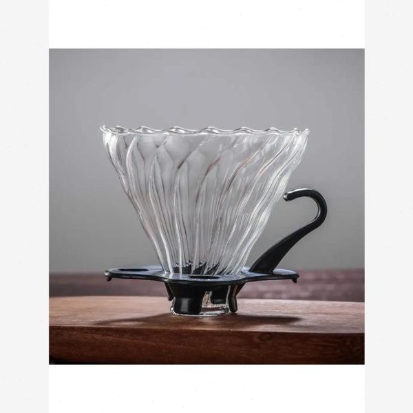 加厚手工玻璃咖啡漏斗滴滤杯 V60滴漏过滤杯条纹玻璃咖啡过滤器