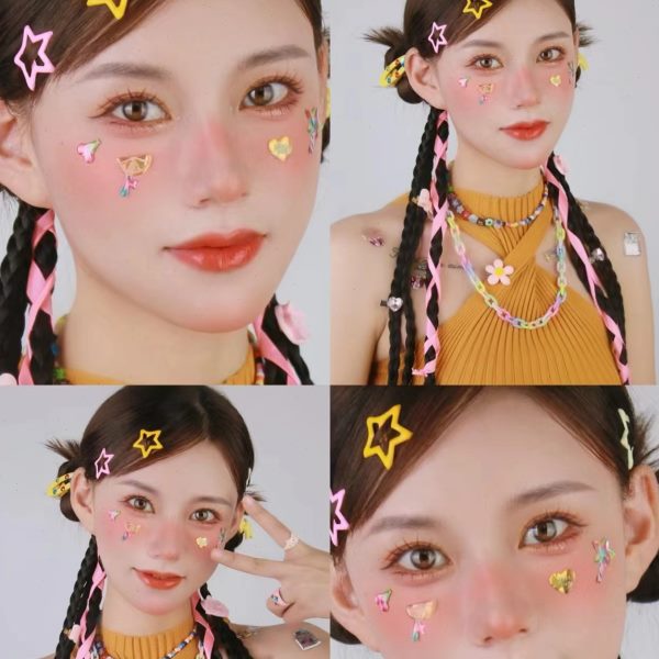 周杰伦妆应援贴纸周边应援粉色闪光物脸蔡依林演唱会星星钻石贴贴