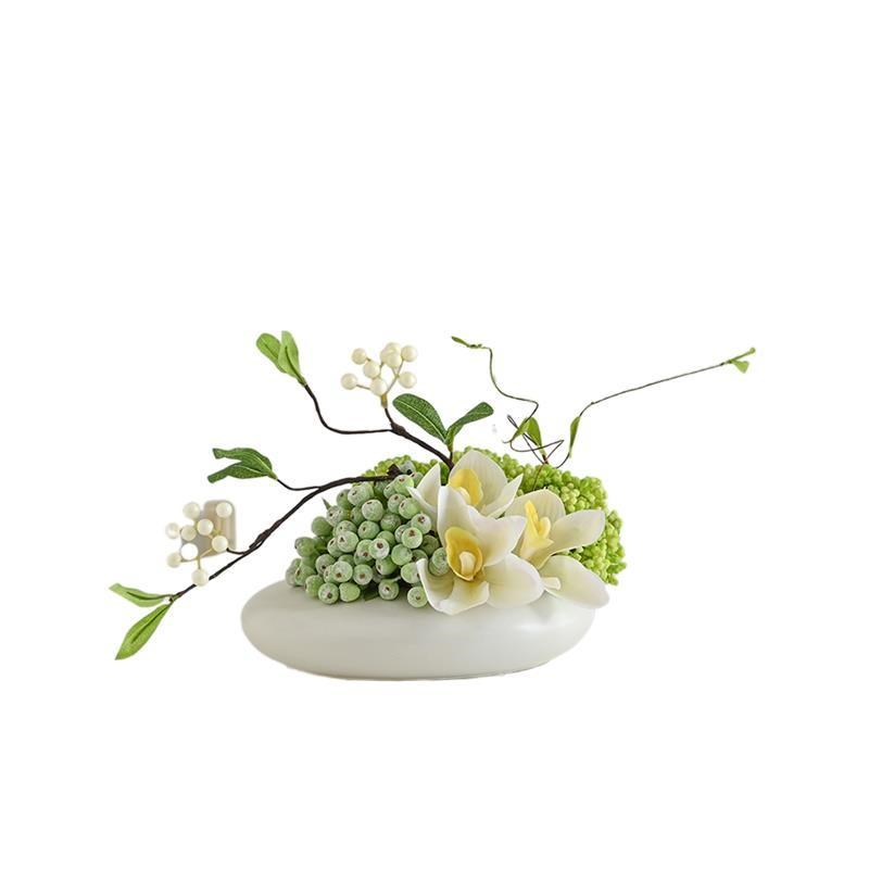 酒店大圆桌中间转盘摆花餐桌摆z件中式桌花餐饮装饰品花艺摆设饭