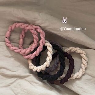 BM软嫩色系麻花橡皮筋发绳丸子头少女头绳加粗发圈韩版皮筋扎头发
