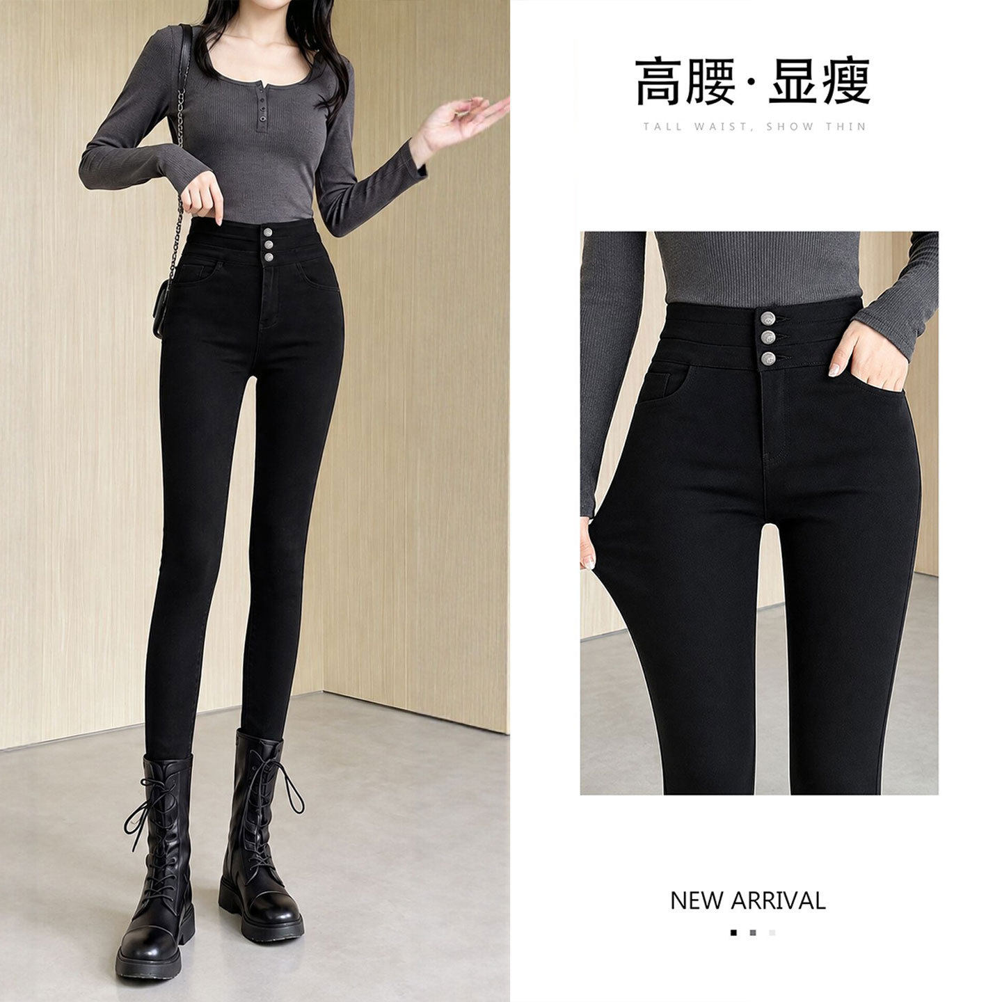 黑色打底裤女外穿2026新款秋季高腰紧身裤弹力铅笔小脚显瘦小黑裤