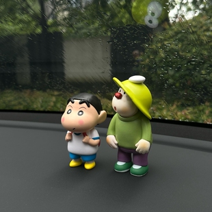 蜡笔小新胖虎手办车载摆件车内中控仪表台桌面副驾驶汽车公仔装饰