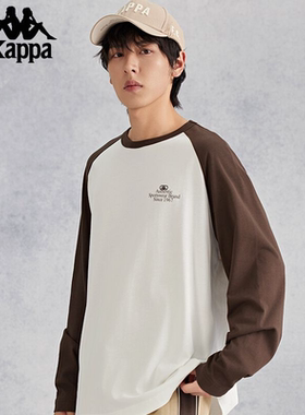 kappa卡帕男装女装新款长袖情侣纯棉复古运动T恤K0EY2TC30D