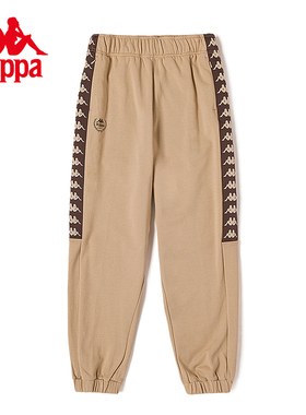 Kappa卡帕复古运动休闲新款女串标长裤纯棉小脚卫裤K0D82AK02