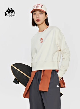 Kappa卡帕女装春季新款运动圆领针织图案套头衫K0E22WT02