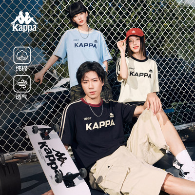 Kappa卡帕背靠背夏季新款运动球衣短袖男休闲纯棉t恤半袖上衣女款